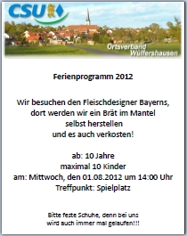 Ferienprogramm 2012